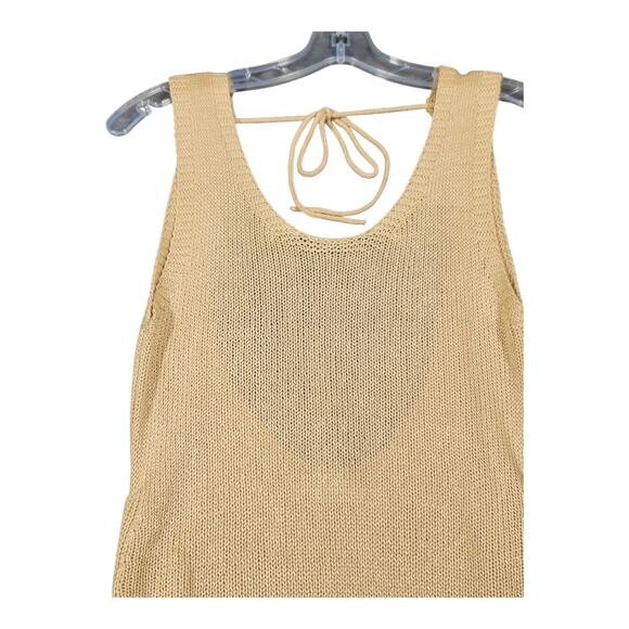 Jolie & Joy by FC Beige Knit Sleeveless Mini Dress Swim Cover Up Ruched Sides - Picture 5 of 11